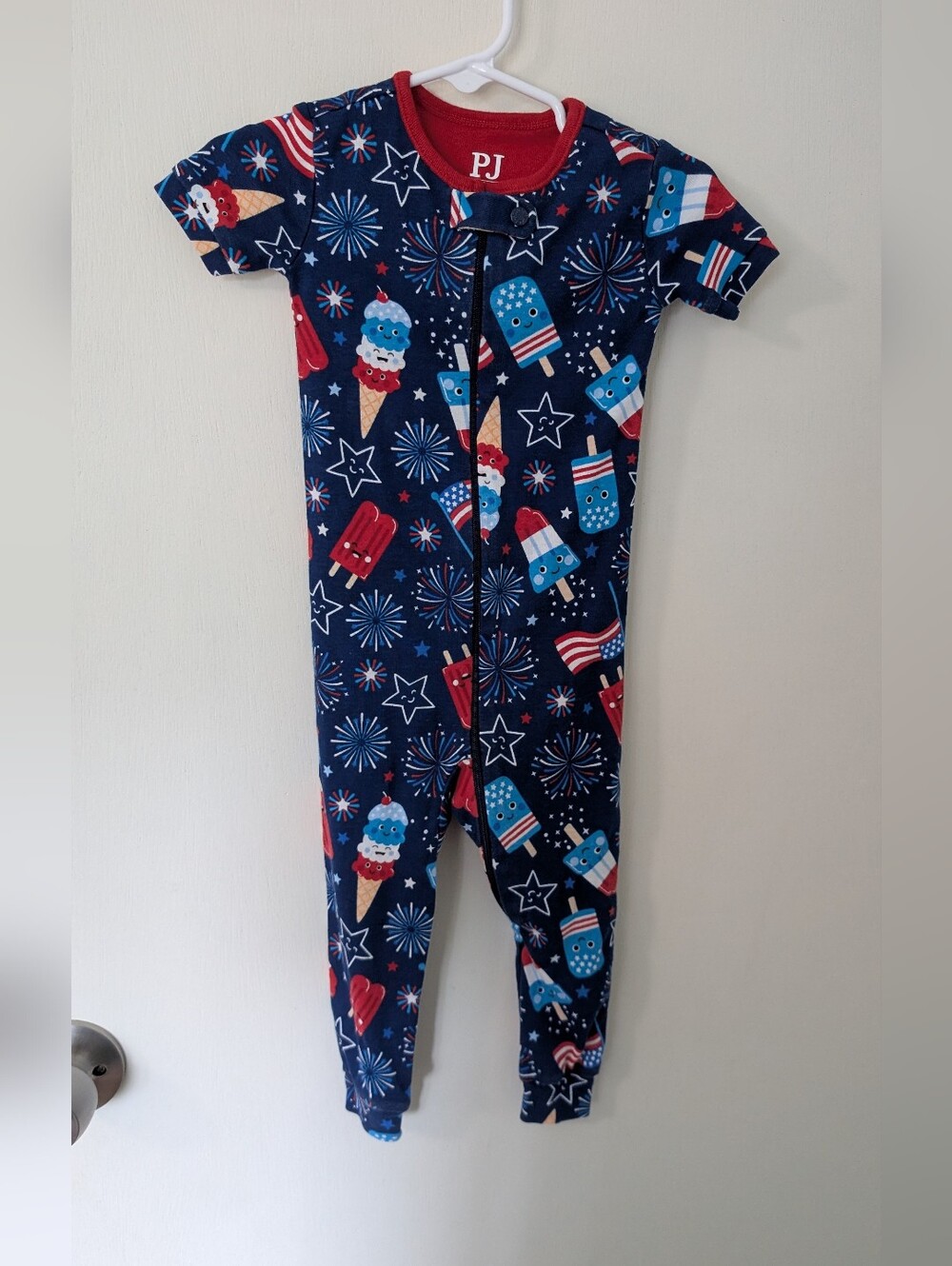 Fourth Of JulyPlace Navy Red & Light Blue Fireworks Ice Cream Popsicle One-Piece